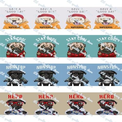 WL 7/8” 22mm Anthropomorphic Dog Grosgrain Ribbon Gift Wrapping Hair Bow Diy Party Decoration Craft Supplies Animal Collar