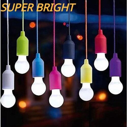 YLANT Camping Retro LED Night Bulb Battery Power Hanging Lights Colorful Pull Cord Bulbs Portable Hanging Lamp Outdoor Lighting