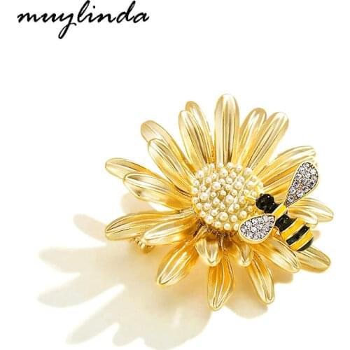 Muylinda Daisy Flower Bee Women Brooch Enamel Pin Broche Gifts For Women Pins And Brooches Jewelry