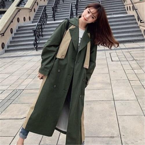 New Fashion 2020 Spring Autumn Casual Double breasted Classic Long Trench Coat with belt Chic Women Windbreaker Overcoats N761