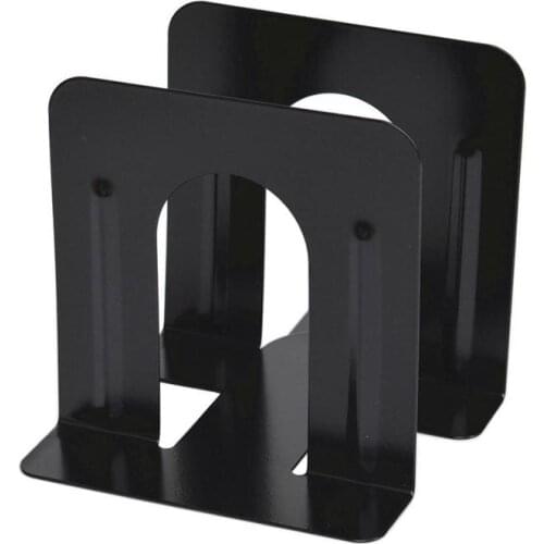 1 Pair Black Metal Bookends Desktop Storage Tools Book Metal Holder Support Bookends Desk Stands For Books Holder Nonskid