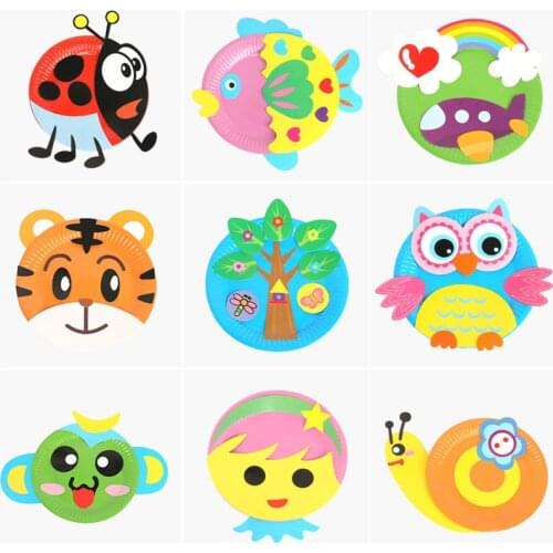 1Pc Childrens Paper Tray Hand-Made Paper Tray Painting Creative Toys Kindergarten Creative DIY Paste Material Package Kits Gift