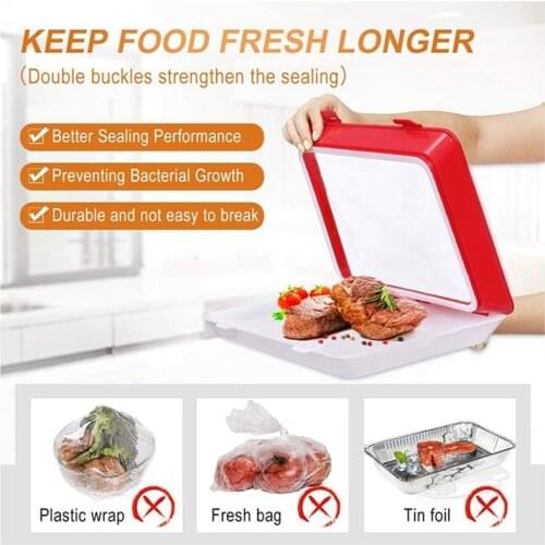 Creative Vacuum Food Preservation Tray Stackable Fresh keeping Tray Refrigerator Food Serving Tray Plate Kitchen Organizer