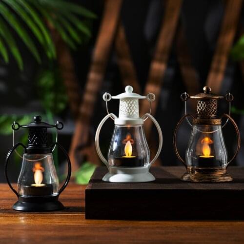 12PCS LED Halloween Childrens Portable Horror Atmosphere Lamp Retro Simulation Flame Props Christmas Script Kill Decoration