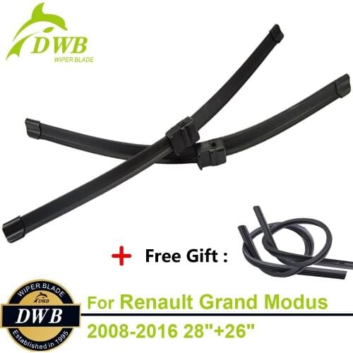 2pcs ECO Wiper Blades for Renault Grand Modus 2008-2016 28"+26", Free Gift 2Pcs Rubbers, Expert Fit Windshield Wipers