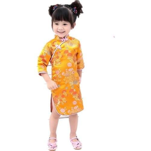 2019 Girl Summer Dress Three Quarter clothes Traditional Chinese Style Cheongsams Qipao