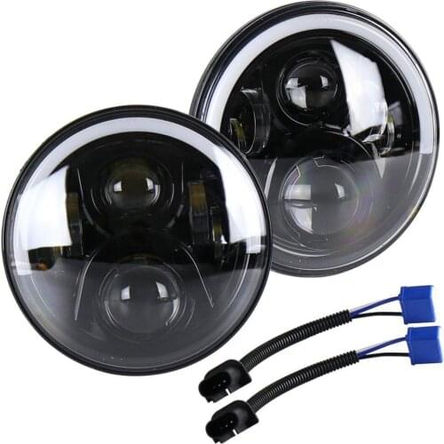 6000K-6500K 7 inch LED Round Headlight with White Amber Halo Ring Motorcycle Car Light For JEEP Wrangler For Harley Touring