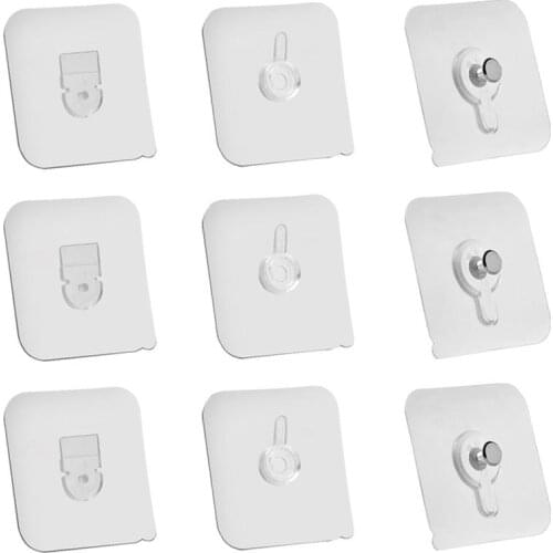 9Pcs Punch-Free Wall Hanger Self Adhesive Hooks Picture Frame Clock Hanger Wall Painting Photo Frame Hook Nails Strong Glue Hook