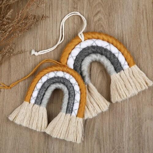 Home Decoration Accessories Rainbow Handmade Weaving Ornament Nordic Fresh Simple Kid Room Wall Decoration Hanging Drop Shipping