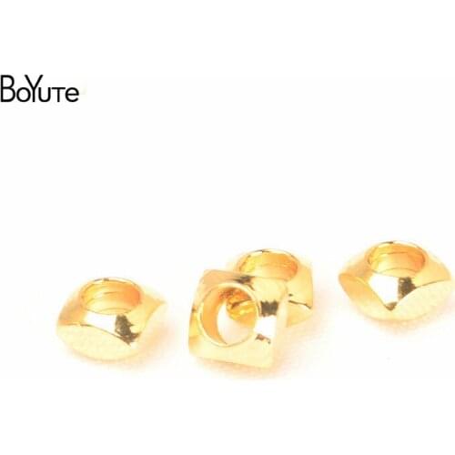 BoYuTe (20 Pieces/Lot) 4*2.5MM Square Shape Nepal Prayer Beads Diy Hand Made Gold Beads Jewelry Making