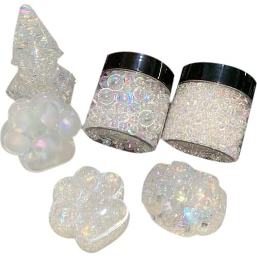 1 Box Mixed Clear Bubble Ball Beads Resin Filler 3-8mm Rainbow Aurora Beads Epoxy Mold Jewelry Fillings Resin Art Crafts