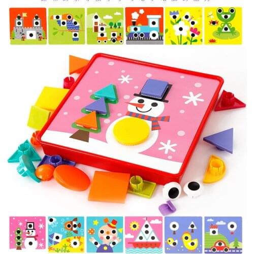 Children Creative Mosaic Toy rotating gear Mushroom Nail Composite Picture 3D puzzles Kit geometry kids funny art learning