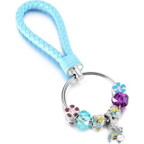 KEORMA Boutique High Quality Blue Series Shinning Charms Beads Key Chain Delicate Key Chain Accessory for Women Great Present