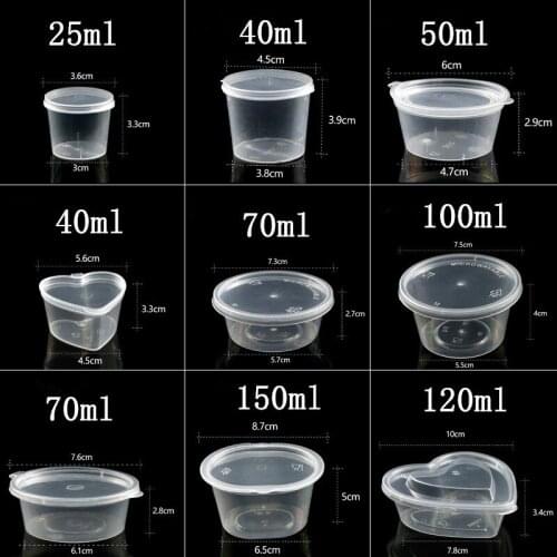100pcs Round transparent disposable sauce cup varies capacity small taste glass pudding jelly yogurt plastic cups with lid