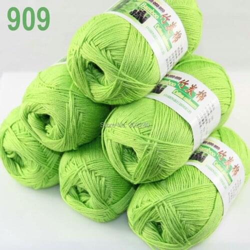 Lot of 6 Skeins Super Soft Natural Bamboo Cotton Knitting Yarn Neon green #909