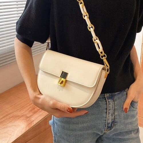 Small Pu Leather Shoulder Bags for Women 2021 Fashion Chain Crossbody Bags Ladies Simple Flap Messenger Bag White Handbags Sac