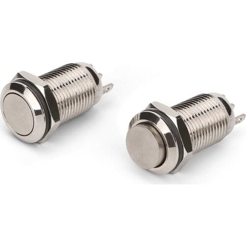 1PC 10mm Metal Button Switch Power Push Button Flat/High Head Type 2A/36VDC Self-Locking/Reset 3pin Soldering IP65