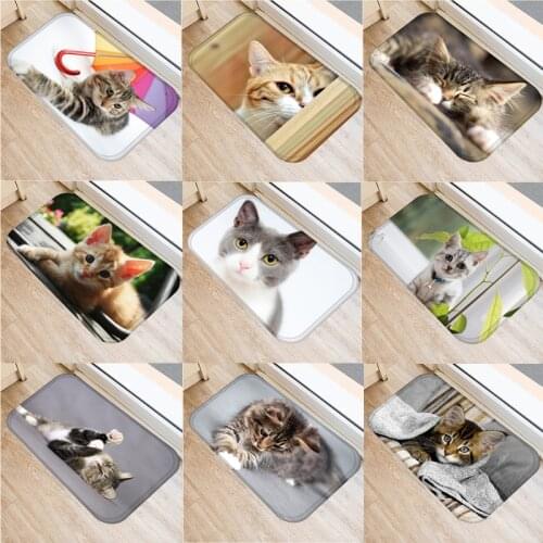 Cute Cat Pattern Floor Mat Anti-Slip Carpet Doormat Indoor Kitchen Bathroom Living Room Door Mat Rug