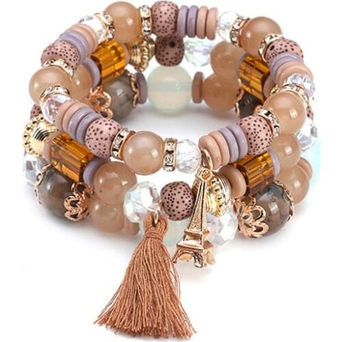 Fashion Multilayer Bracelet Set Natural Stone Beads Crystal Tassel Bracelets & Bangles Pulseras Mujer Jewelry for Women Gift