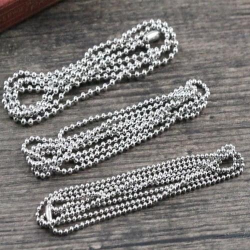 Stainless Steel ( No Fade ) 5pcs /lot 3 Size 1.5mm and 2.0mm and 2.4mm Ball Beads Chain Necklace Connector 70cm (27.5 inch)