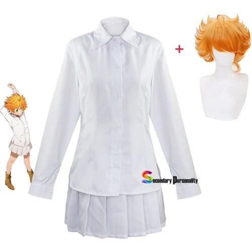 The Promised Neverland Cosplay Costume Student Uniform Emma Norman Ray Cosplay Wig Washable Tattoo Stickers Cosplay Wig Set