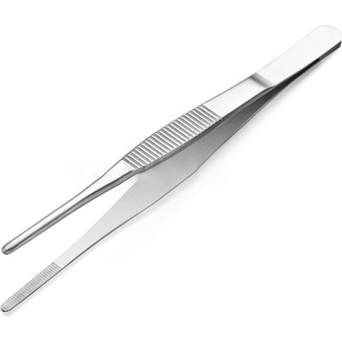 Stainless Steel Toothed Tweezer Straight Tweezer Home Medical Garden Kitchen BBQ Tool Long Barbecue Food Tong