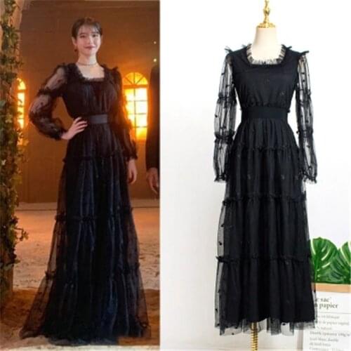 Dress with belt for women DEL LUNA Hotel same IU Lee Ji Eun summer Pregnant Maternity temperament woman TV Korean same dress