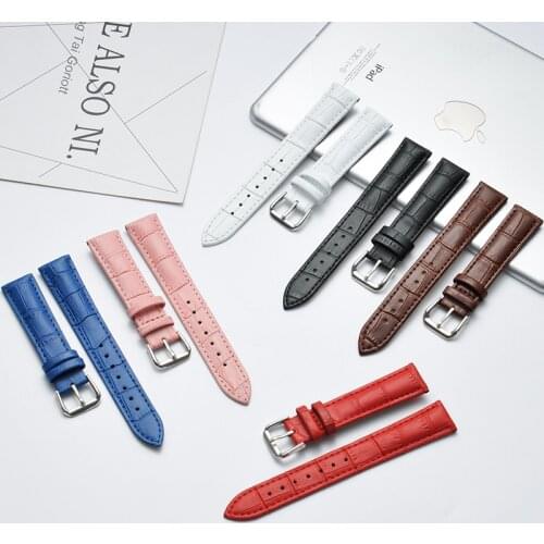 Fashion Charm Colorful Women Watches Band Genuine Leather Kids Watch Strap Red White Pink 10 12 14 15 16 17 18 19 20 22 24 mm