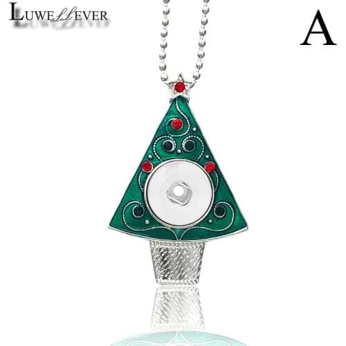 LUWELLEVER Christmas Tree Interchangeable Crystal Ginger Necklace 031 Fit 18mm Snap Button Pendant Charm Jewelry For Women Gift
