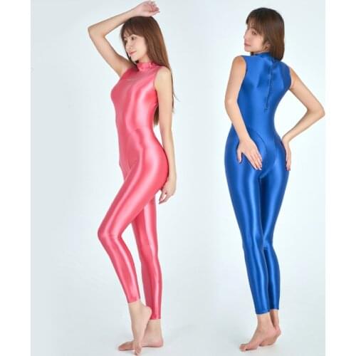 XCKNY sexy shiny high neck bodysuit glossy smooth casual running bodysuit Yoga Pants sexy 9-point sportswear