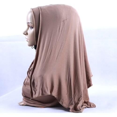 Spring Summer Womens Scarf Plain Jersey Muslim Hijabs Shawls Soft Modal Cotton Turbans Breathable Solid Wraps Headband 180x55cm