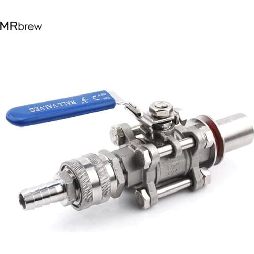Stainless Steel Ball Valve 1/2" Barb Pipe Weldless Compact Kettle Ball Valve Homebrew