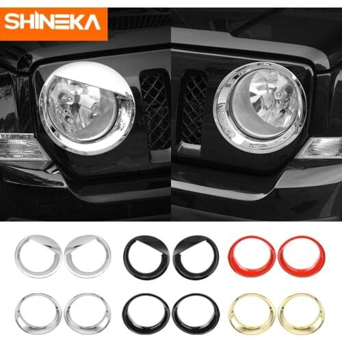 SHINEKA Lamp Hoods ABS Car Front Head Light Lamp Decoration Cover Trim Stickers For Jeep Patriot 2011-2016 Exterior Accessories