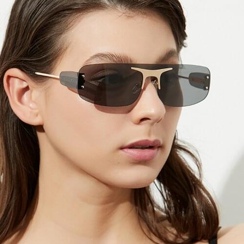 Vintage Rimless Sunglasses Female Fashion Unisex Trends Fashion Brand Designer Metal Frame Sunglasses Men women UV400