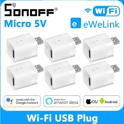 SONOFF Micro Mini USB Adaptor Switch 5V Wifi USB Power Adaptor Smart Home Switch Via eWeLink APP Google Home Alexa Hot