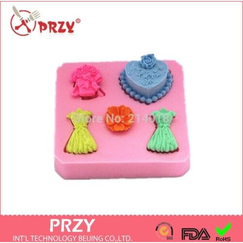 Cake skirt flower Shaped silicone fondant Cake decoration mold soap mold 100% food grade raw material Jelly mold