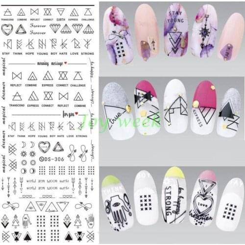 Water sticker for nails art all decorations sliders Geometric Oracle adhesive nail design decals manicure lacquer accessoires