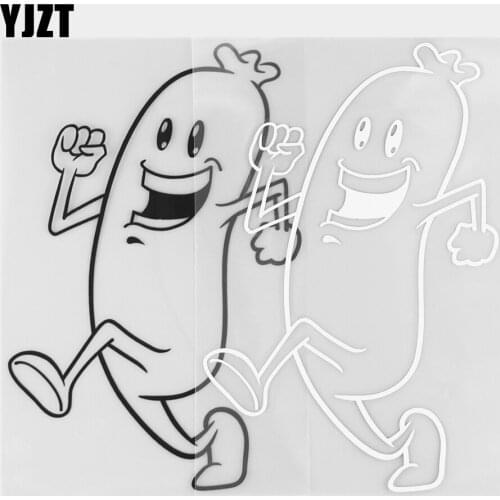 YJZT 9.7×14.8CM Cool Vinyl Decals Funny Sausage Personality Car Stickers Body Styling Black / Silver 20B-0287