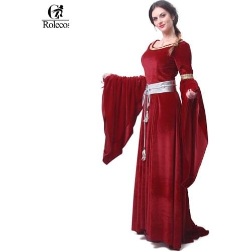 ROLECOS Brand Women Red Blue Medieval Renaissance Victorian Evening Dresses Medieval Renaissance Costumes Ball Gowns Dresses