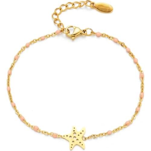 ZMZY Summer Stainless steel Boho Handmade Beach Starfish Women Chain Jewelry Thin Bracelet Femme Accessories Gift