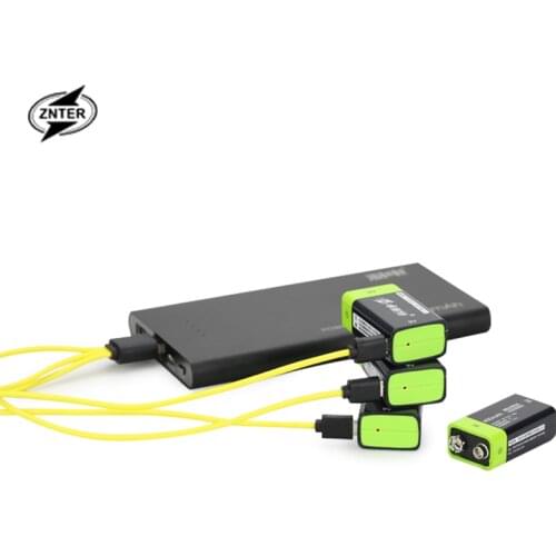 ZNTER 10pcs 9V 600mAh lithium li-po li-ion rechargeable battery + micro usb cable for charging
