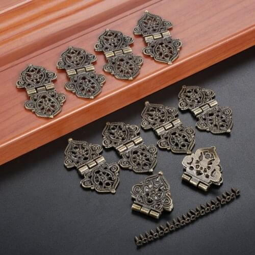 10Pcs Antique Bronze/Gold Jewelry Wood Box Drawer Cupboard Decorative Hinge 53*28mm Door Cabinet Furniture Hinges