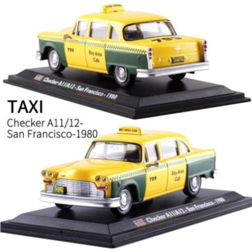 12CM 1:43 Scale Metal Alloy Classic Checker A11/A12 San Francisco 1980 Taxi Car Model Diecast Vehicles Toys For Collection