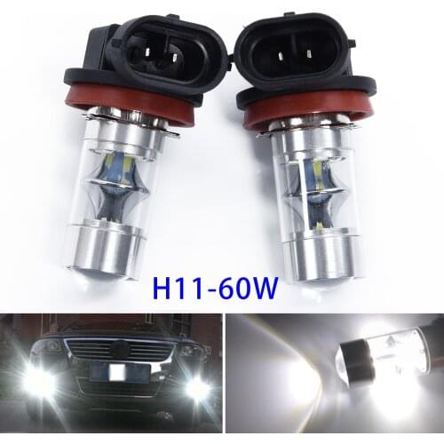 2Pcs Set LED Bulbs Super Bright White H11 H8 2323 60W Car LED Fog Lamps Car Driving Running Light Bulb DC 12V-24V