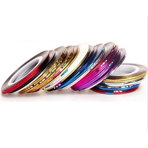 30 Rolls 1mm Nail Striping Tape Line Silver Gold Laser Adhesive Holo 3D Sticker Decor DIY Strips Nail Art Accessories Tool