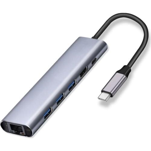 USB C Huper Adapter TYPE-C To 4K HD / Gigabit Network Card / PD Charging /2*USB3.0 USB-C HUB Converter