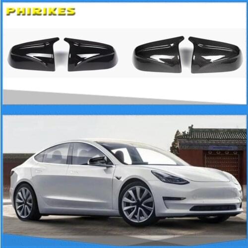 Rear Mirror Cover for Tesla Model 3 Rearview Side Mirror Sticker Car Decor Modification Carbon Fiber ABS for Model3 2017-2021