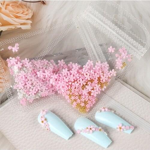 Black Pink Flowers Gold Silver Beads Rhinestone For Nails Metal Bead Stone Pearls Manicure Charms Acrylic Nail Decorations