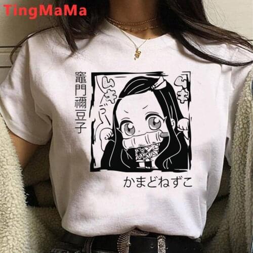 Demon Slayer Kimetsu No Yaiba T Shirt Women Kawaii Japanese Anime Tanjirou Kamado Graphic Tees Harajuku Cartoon Tshirt Female