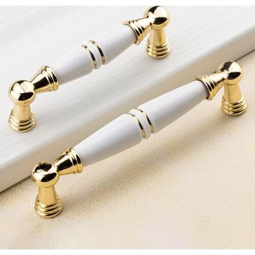 Home Golden Ceramic Retro Design European Simplicity Style Cupboard Drawer Pull Silver Kitchen Cabinet Door Wardrobe Handles